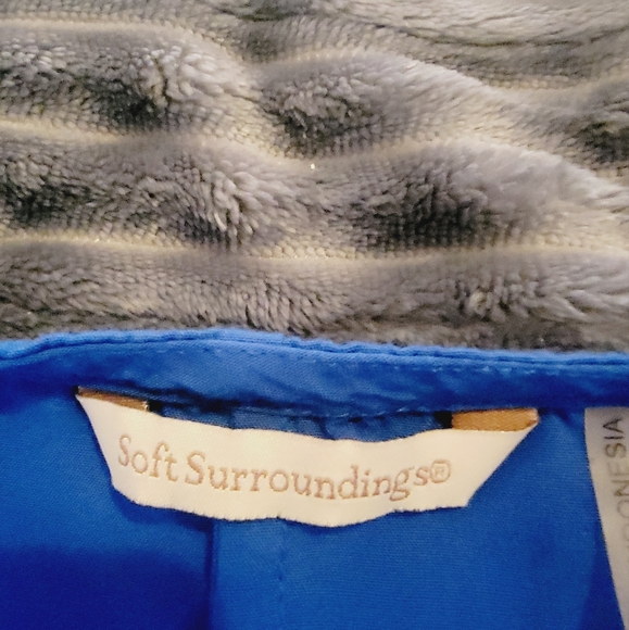 Soft Surrounding Sapphire Embroidered Trim Button Up Blouse Top - Picture 11 of 13